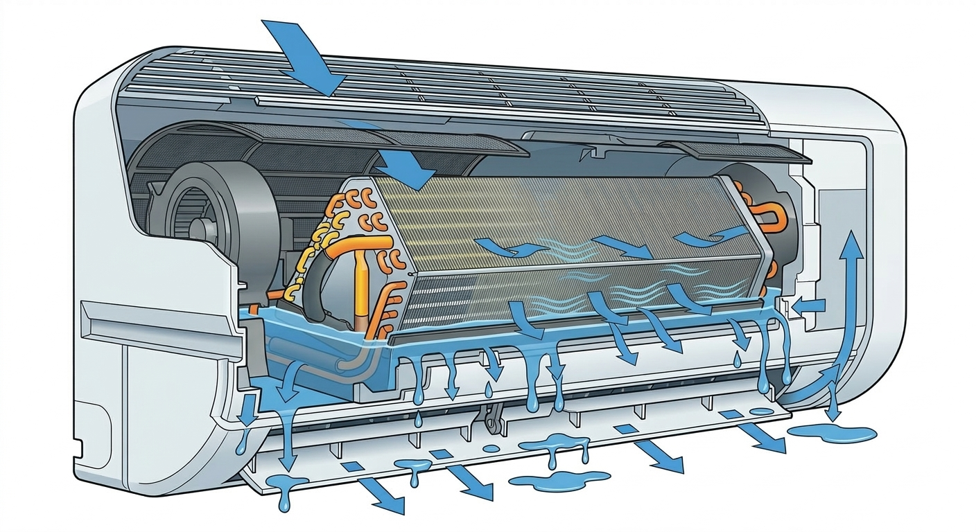 AC split bocor air dari indoor unit